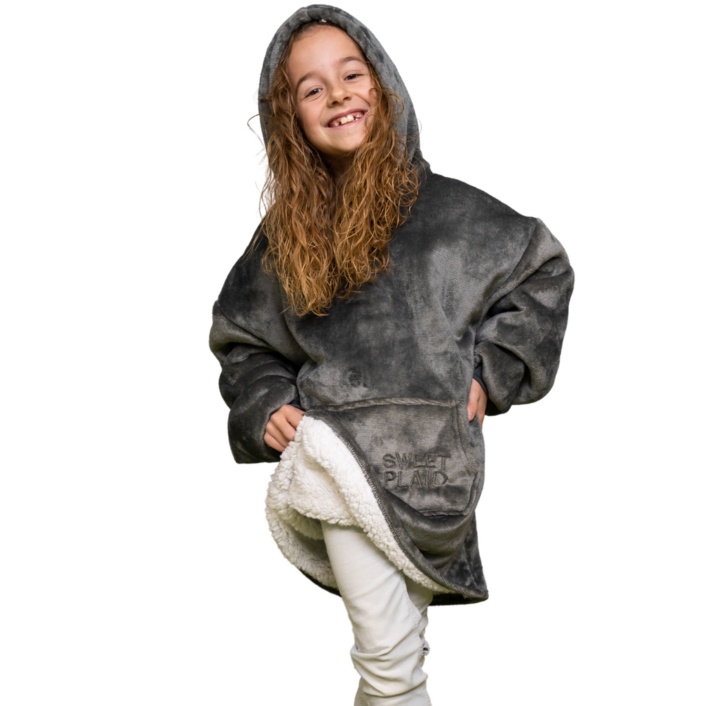 SweetPlaid™ Kids - Grau - Kinder-SweatPlaid
